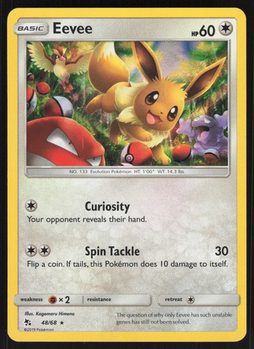 Eevee (48) Holo 48/68 NM Hidden Fates Pokemon Card