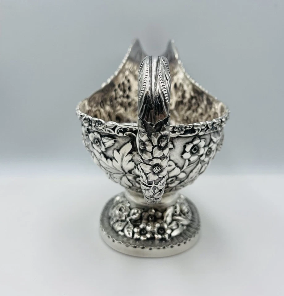 Baltimore Sterling Silver Co Antique Floral Repousse Sauce Gravy Boat - Image 2 of 4