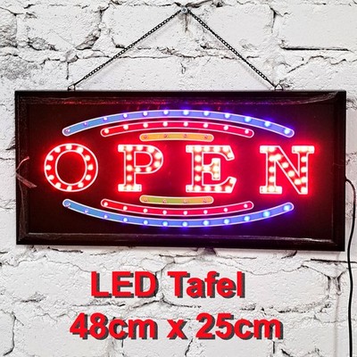 LED OPEN Schild Leuchtschild 48x25 Werbeschild Werbetafel für Laden und Geschäft