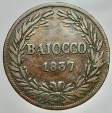 BOLOGNA - GREGORIO XVI  1831 - 1846  AE/ BAIOCCO 1837