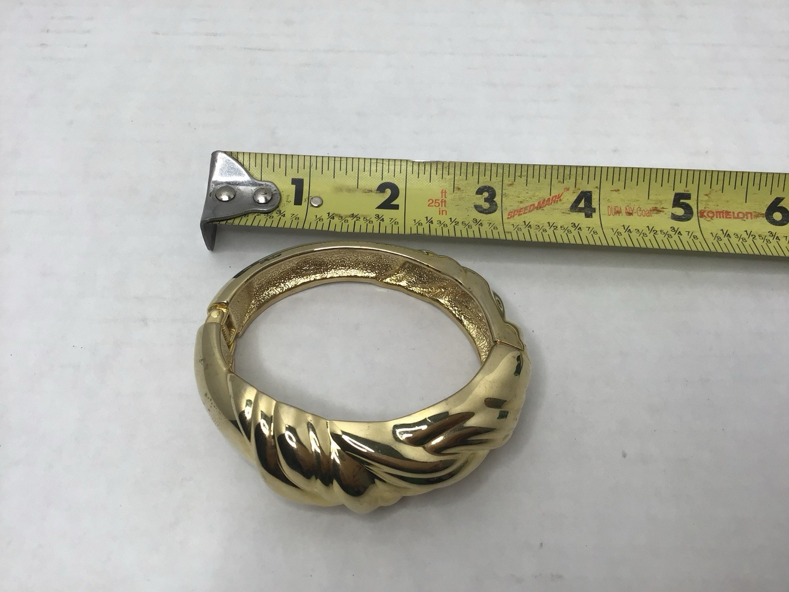 Vintage Hinged Spring Chunky Bangle Bracelet Gold… - image 8