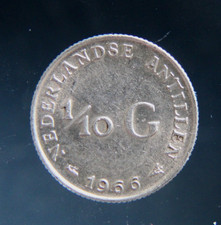 Netherlands Antilles 1/10 Gulden Silver coin 1966,#2