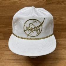 NASA Embroidered Cap White/Gold Hat Cotton Cap America Snap Back READ HISTORY