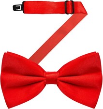 Bow Ties for Men Pre-Tied Adjustable - Classic Men's Bow Tie - Tuxedo Red