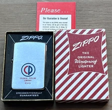 Vintage 1962 Zippo CP Colonial Pipeline Company Lighter w/ Original Box