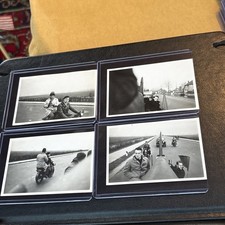 4 Vintage 1930s Motorcycle and Military Man Photo Car Plane Ride America Road