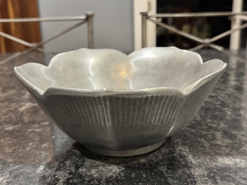Pewtarex York Pewter Serving Bowl Flower Motif Made in York PA
