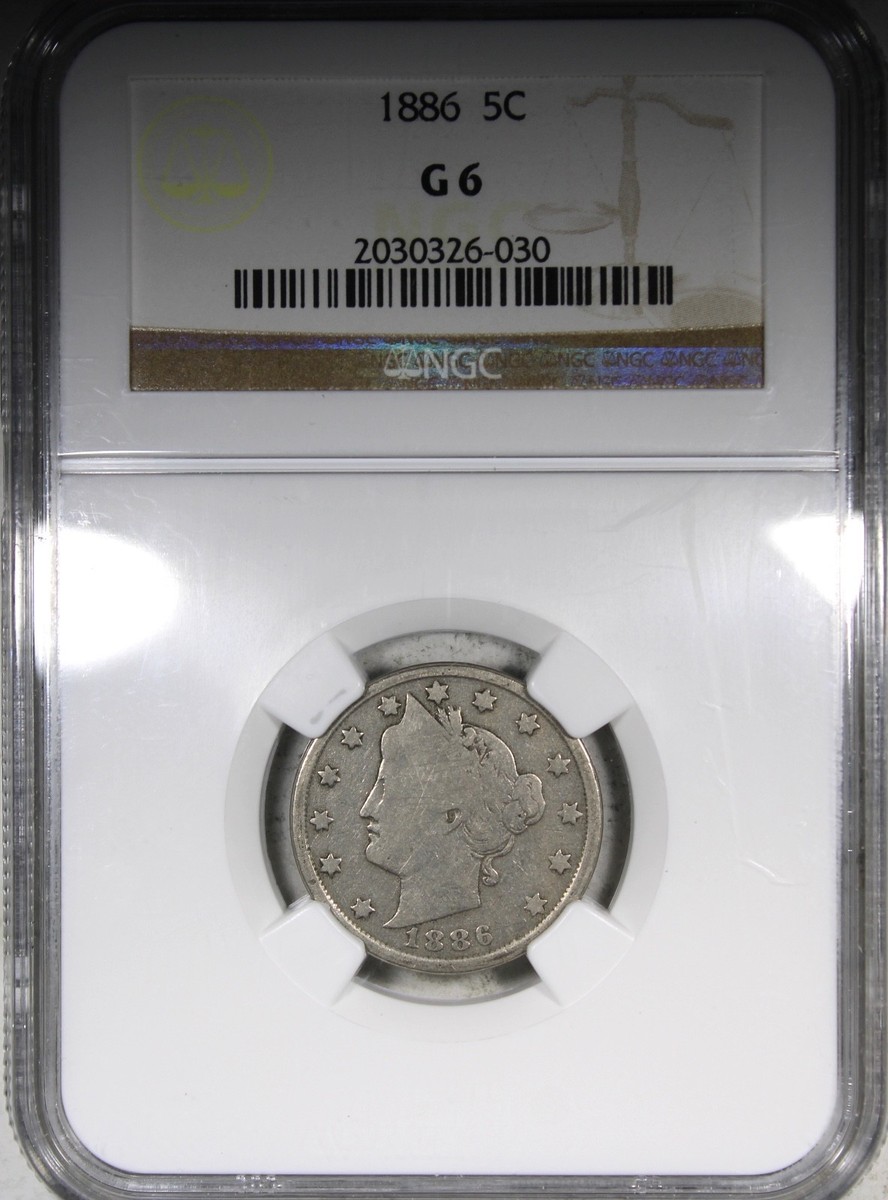 1886 Liberty V-Nickel NGC G6 KEY DATE 5C Low Grade | eBay