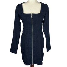 GUESS CORSET DENIM SQUARE NECK LONG SLEEVE MINI DRESS IN RINSE NWT SIZE SMALL