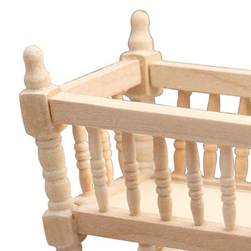 Doll Wooden Crib Miniature Dollhouse Cradles 1/12 Party Game Decor Doll House - Picture 5 of 7