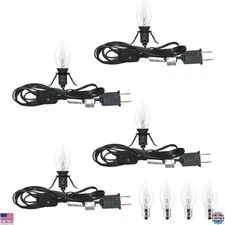 6FT Accessory Cord for Craft Lighting, E12 Socket C7 Bulbs, 8 Bulbs, On/Off