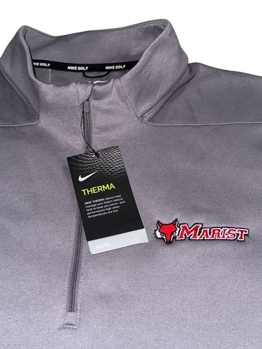 Neu mit Etikett Nike Golf MARIST COLLEGE Herren XL 1/4-Reißverschluss Pullover Therma Fleece Sweatshirt