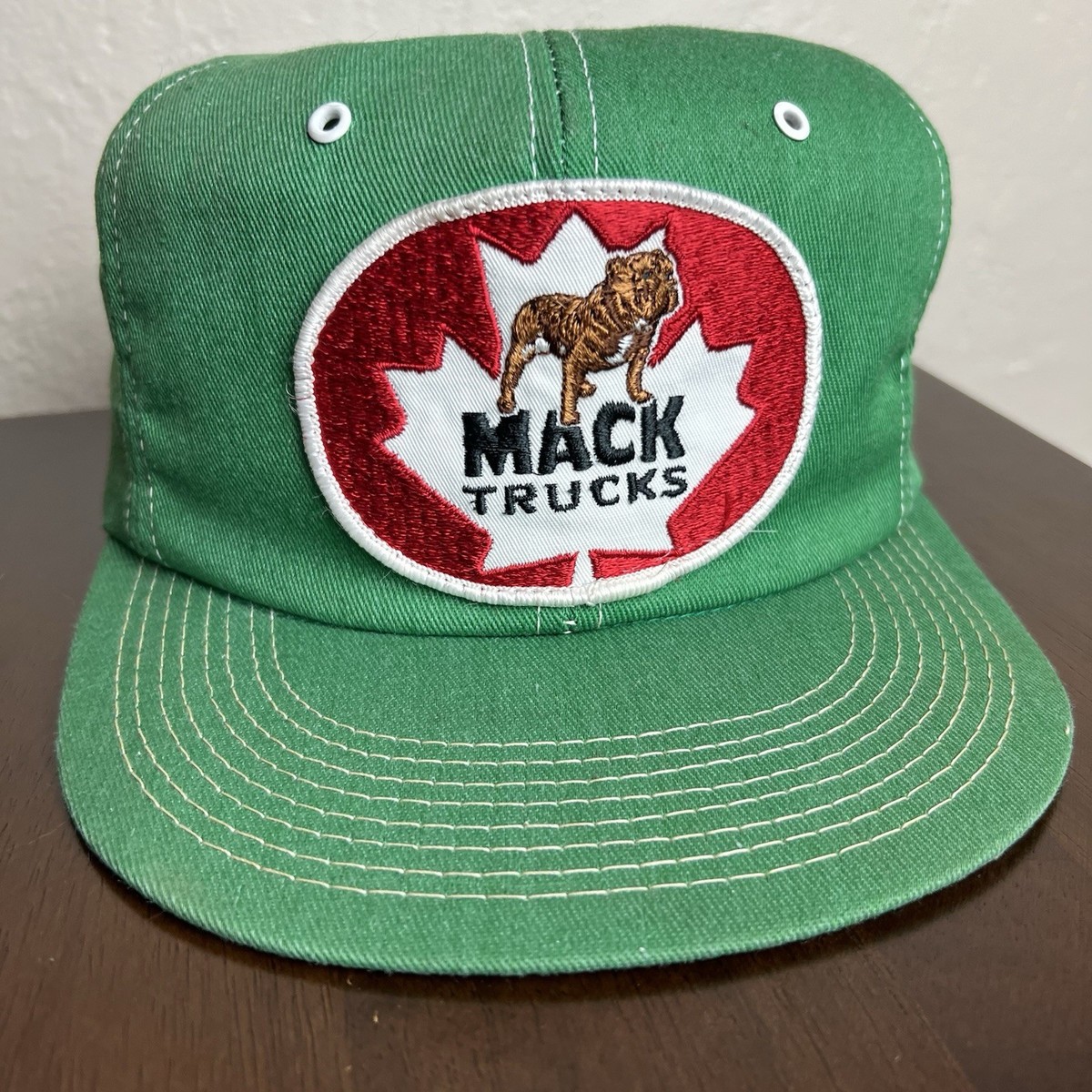 Vintage Trucker Hat Cap Green Mack Trucks Patch Canada Semi K