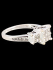 ESTATE SOLID 14K GOLD RING INVISIBLE SET DIAMOND 3 STONE LOOK SCROLL SIZE 7 8123 — photo 3