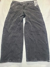 Women's Mid-Rise Barrel Leg Jeans Future Collective Black Wash Size 8