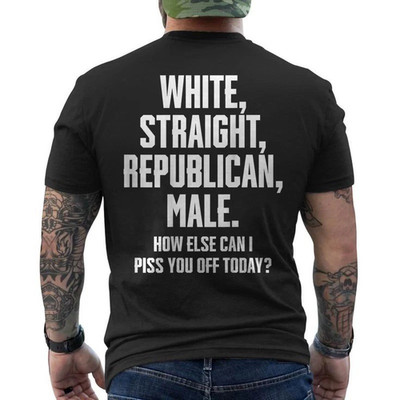White, Straight, Male - Funny Republican ON BACK Cotton Unisex T-Shirt