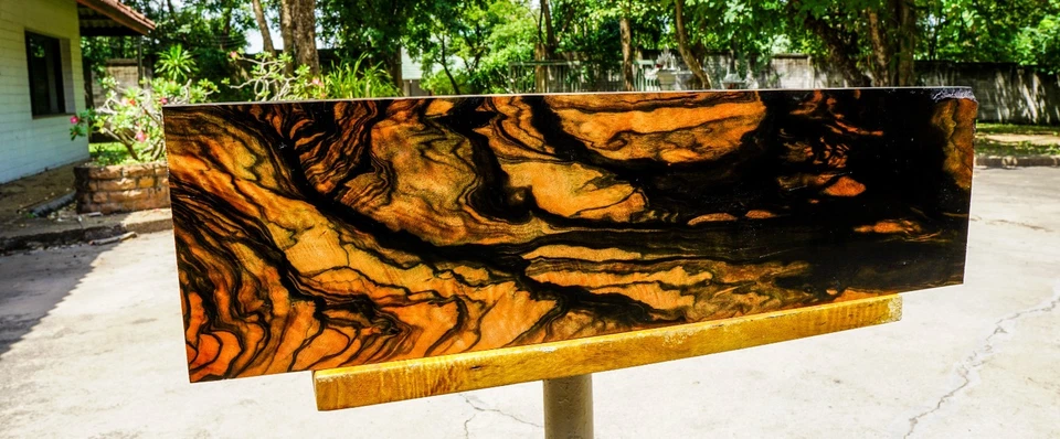 Mabolo Velvet Apple BURL LUMBER Ebony Black Wood Resin Table Top Natural Slab!! - Image 2 of 4