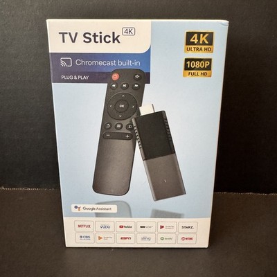 TV Stick 4K Ultra HD Chromecast Built-in Plug & Play Wi-Fi HDMI Google Assistant