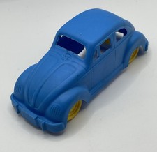 Rare Vintage Blue Plastic Volkswagen VW Toy Car Vehicle Sedan with Yellow Tires