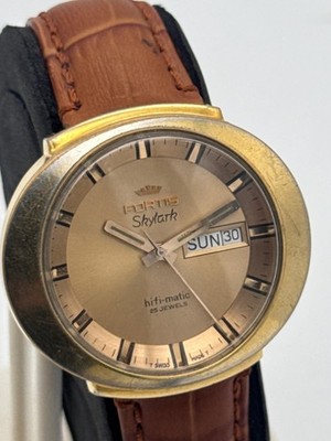 Vintage Fortis Skylark Swiss Automatic Watch Gold Plated Big Size Men’s 