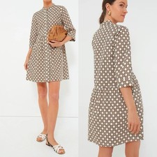 TUCKERNUCK Birch Cane Royal Shirt Dress Sz S Small Lattice Button Down Poplin