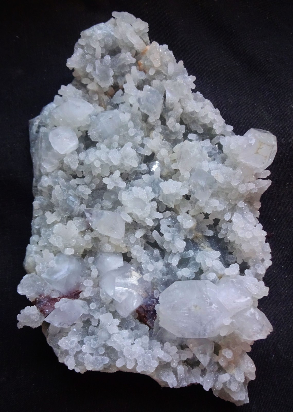 Apophyllite Crystal W/Red Stilbite On Stalactite Coral Chalcedony Formation Matr