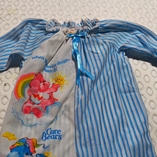 Bates-Jama Care Bears Blue/White Striped 3T PJ Set One Piece Long Sleeve Vintage