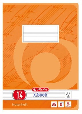 herlitz Notenheft x.book DIN A5 Lineatur 14 8 Blatt