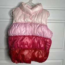 Old Navy Puffer Vest Toddler Girl Size 5T-5A Fleece Lined Snap Front Pink NWOT