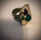 Silver Ring Vintage Modernist Art Deco Style, Size 7.5