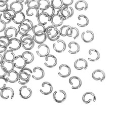 120pcs Silver Open Jump Rings, 7mmx10mm 316 Stainless Steel Split O Rings
