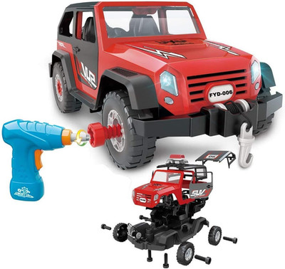 FYD 2In1 Take Apart Jeep Car STEM Learning Assembly Playset with Functional Batt