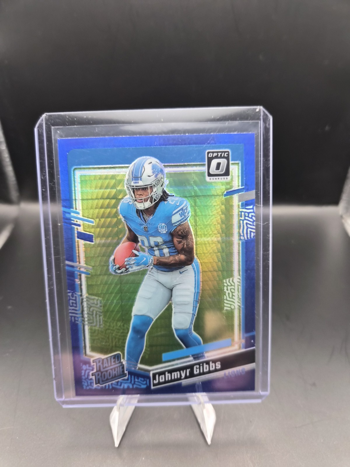 2023 Donruss Optic JAHMYR GIBBS Blue Hyper Prizm Rated Rookie #236 Lions