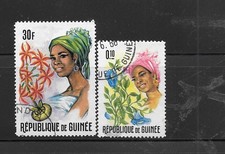 GUINEA SC#422,430 CTO USED 1966 OLD VINTAGE FLOWERS PICTORIAL/TOPICAL STAMP SET
