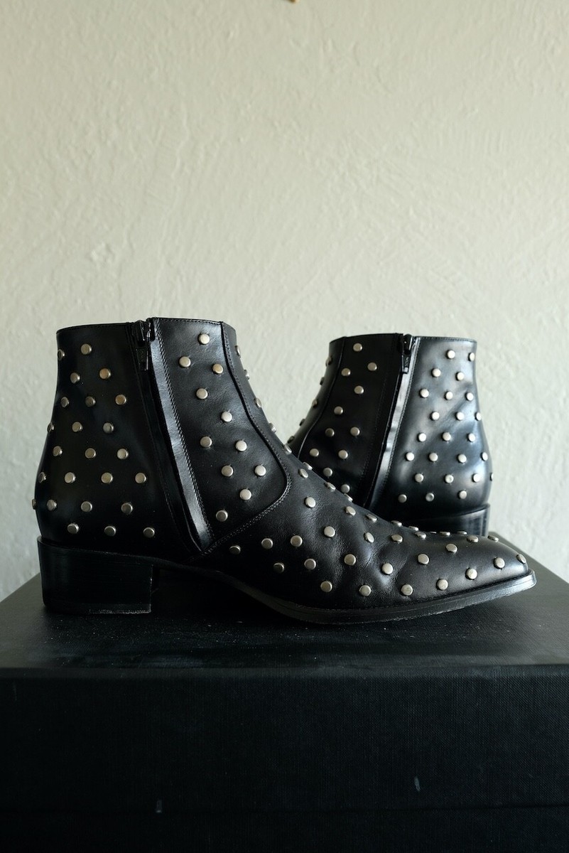 Saint Laurent Paris Studded Wyatt Chelsea Boots Leather Hedi