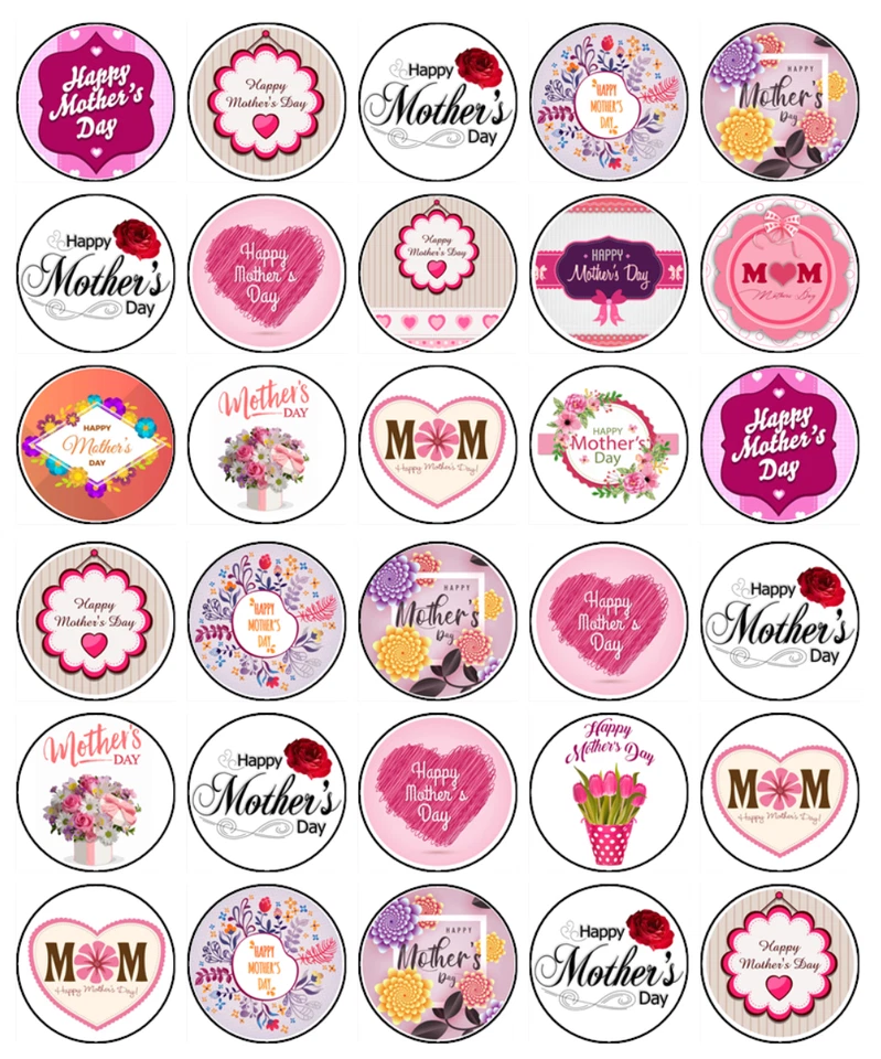 Decoraciones comestibles para pasteles del día de la madre oblea para pasteles y cupcakes (3 tamaños) Foto 4 de 4