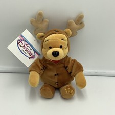 Disney Store Plush Beanie Bean Bag Reindeer Winnie The Pooh 8  New