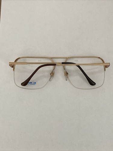 New Double Bridged Silver & Gold Aviator Half Rim Eyeglass Frame 60-14-140 - Picture 4 of 9