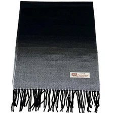 Men Women 100% CASHMERE SCARF Wrap Made in England Solid Black Fade gray #V09
