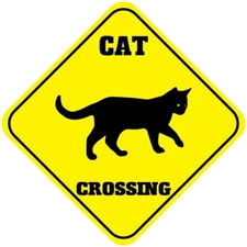 Yellow Aluminum Crossing Sign Cat Cross Xing Style B Diamond Street Signal