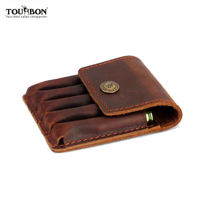 Tourbon Leder Gewehrkugeln Munitionshalter Tasche Patrone 5 Schuss Shell Wallet