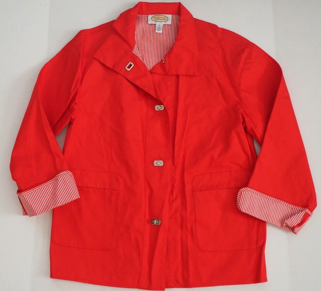 Womens TALBOTS Red Cotton Jacket Small eBay