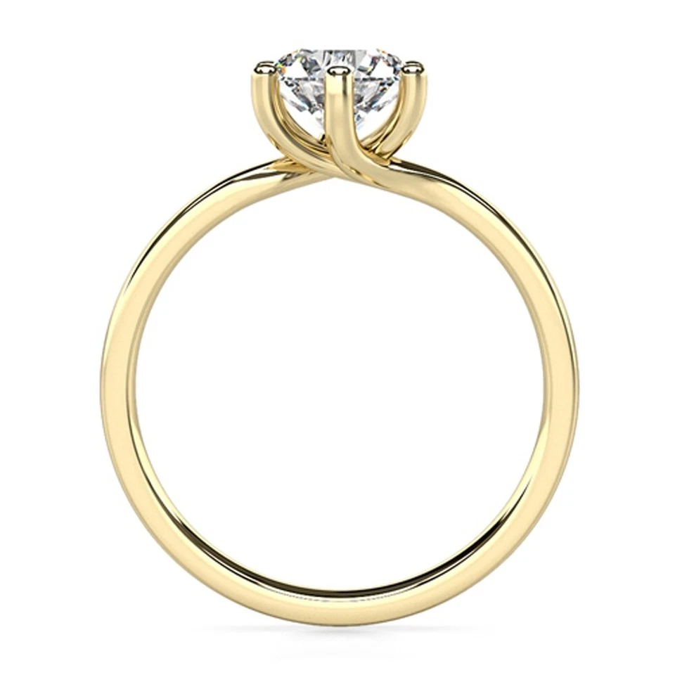 Anillo de compromiso redondo de diamantes cultivados en laboratorio de 2,00 quilates de oro amarillo macizo de 14 quilates talla 6 Foto 2 de 4