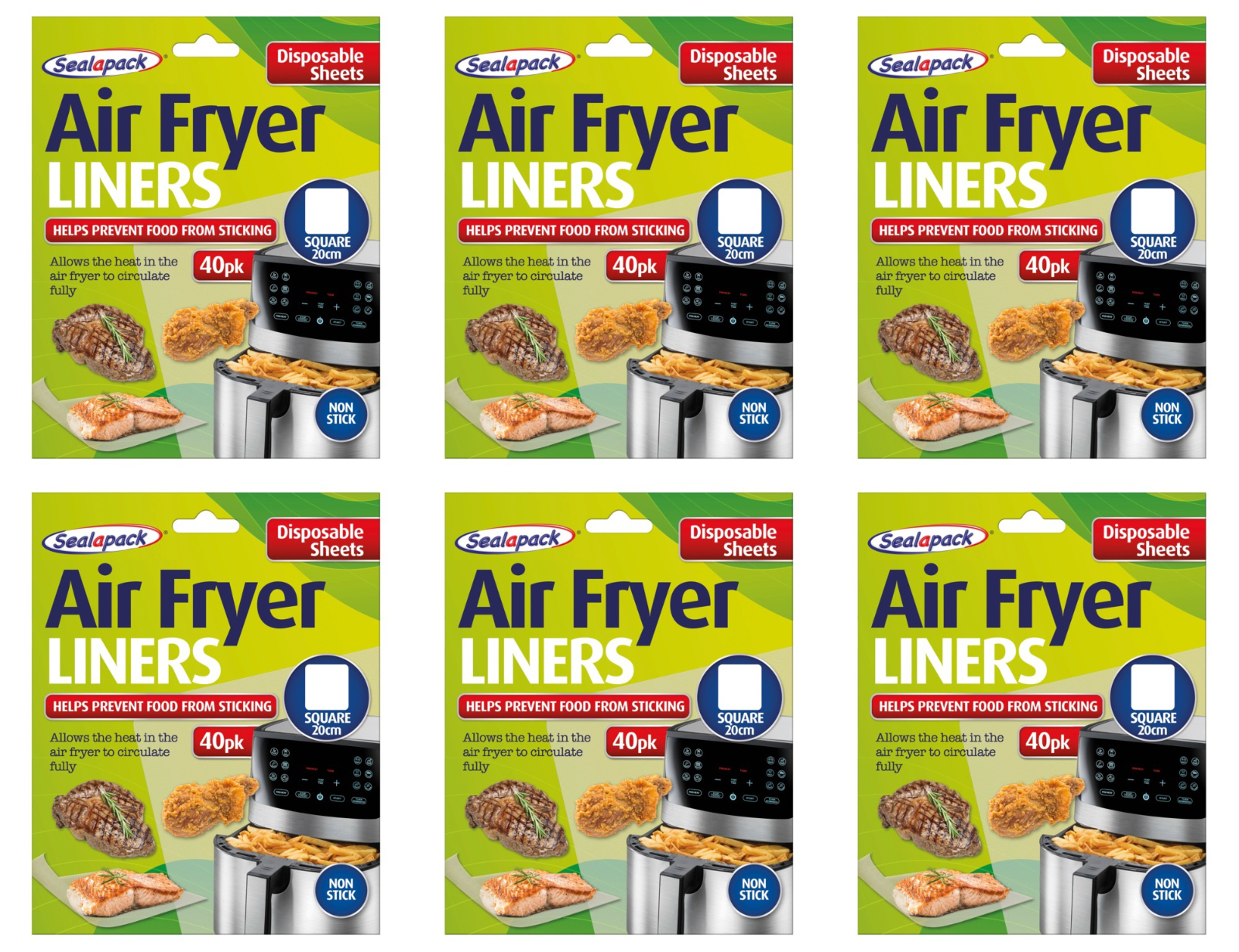 240x Sealapack Air Fryer Liner Square Disposable Non-Stick Heat Circulate 20cm