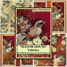 QT "MANOR HOUSE" PEACOCKS BIRDS FLORAL FALL AUTUMN COLORS FABRICS (SELECTION)