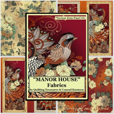 QT ''MANOR HOUSE'' PEACOCKS BIRDS FLORAL FALL AUTUMN COLORS FABRICS (SELECTION)
