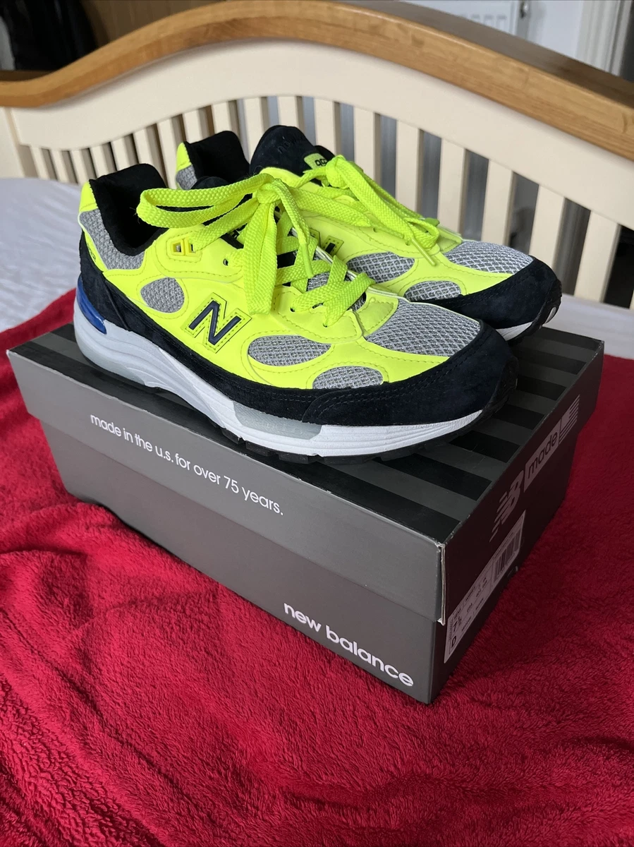 New Balance 992 UK 7 Made In USA Navy Blue Acid Yellow Neon M992AF New