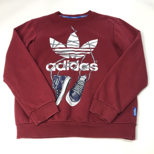 Adidas Sport Herren rot Logo Sweatshirt klein Fitnessstudio Laufen Fitness