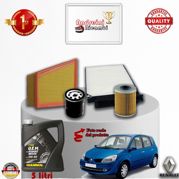 Inspektionskit Filter + ÖL Renault Scenic II 1.9 DCI 96KW 130CV Von 2006->-image