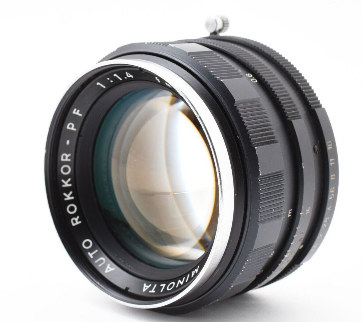 アダプター付き！ミノルタ Auto Rokkor PF 58mm F1.4 Exc+4] Minolta Auto Rokkor-PF 58mm f/1.4 OM-System Lens MC/MD